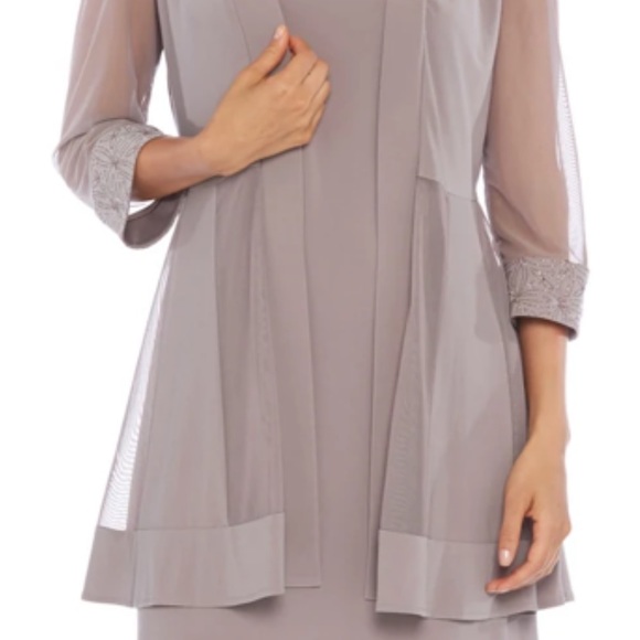 NWT R&M Richards Dress L Taupe - Picture 3 of 10